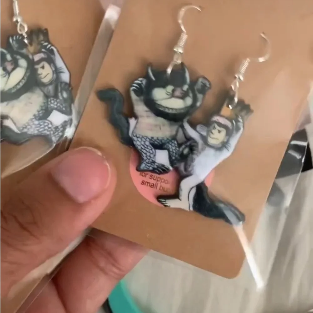 Where the wild things are earrings. Sterling silver hook. - Picture 3 of 4
